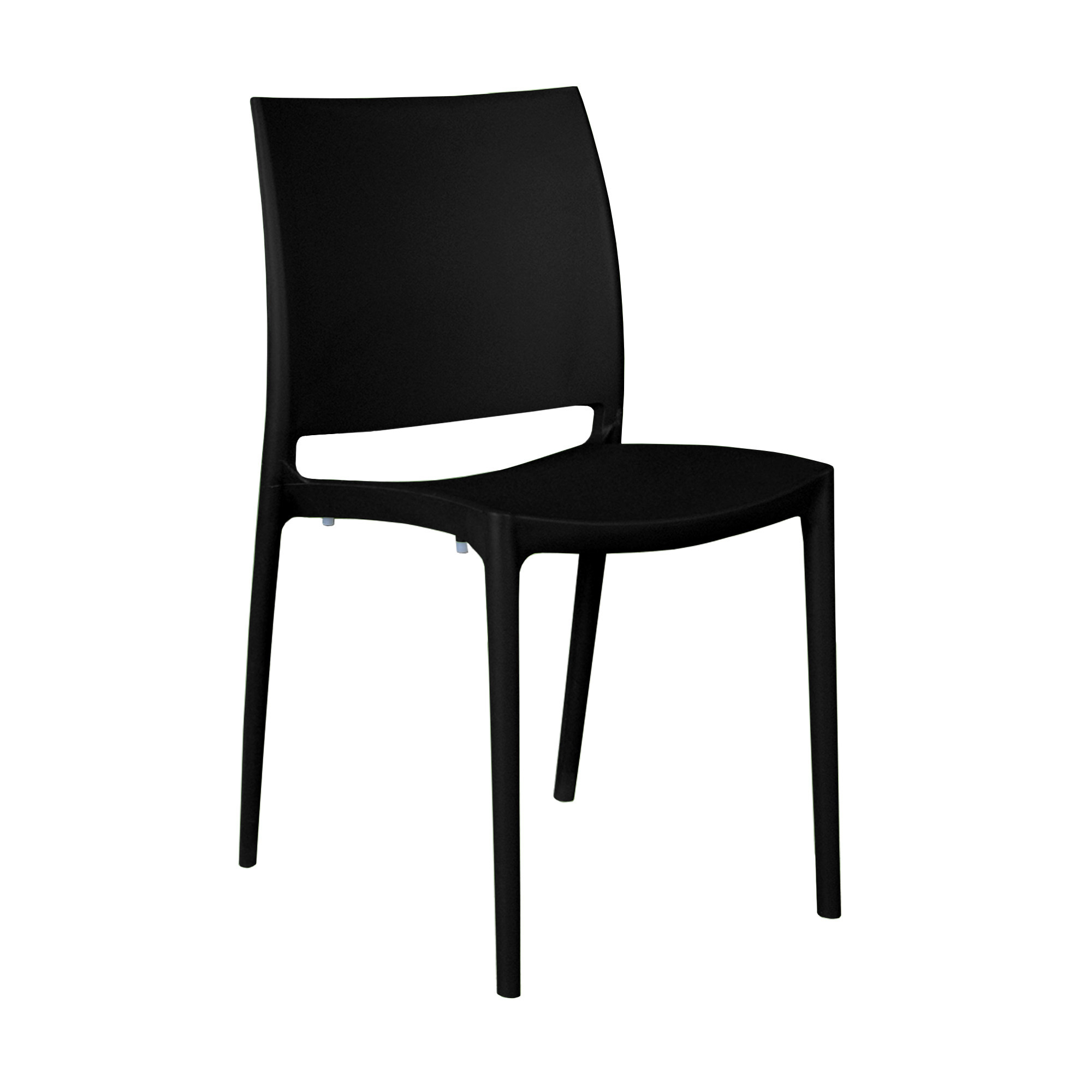 Niche Terrace Plastic Indoor/Outdoor Stacking Chair, for Patio, Cafe, Breakroom, Dining, Event Seating, 4 Pack - Black